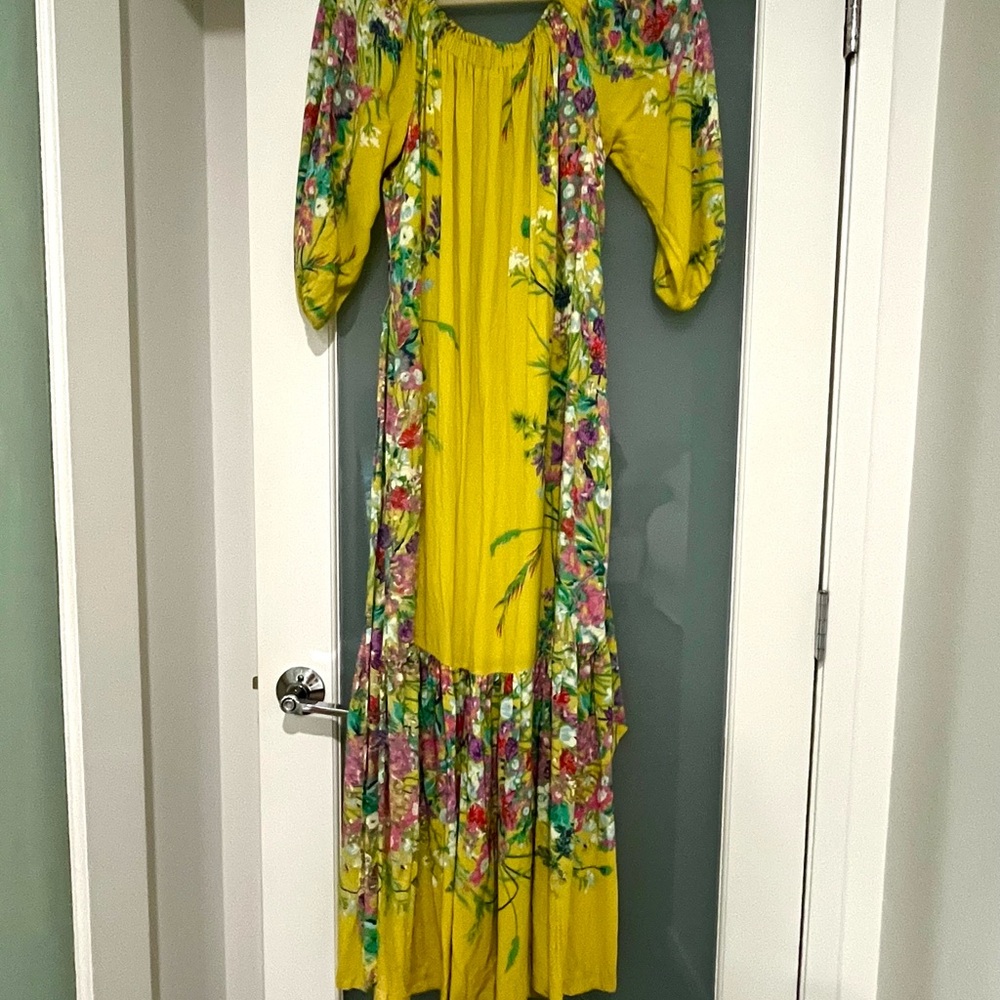 Anthropologie Yellow Floral Maxi Dress - Picture 3 of 5